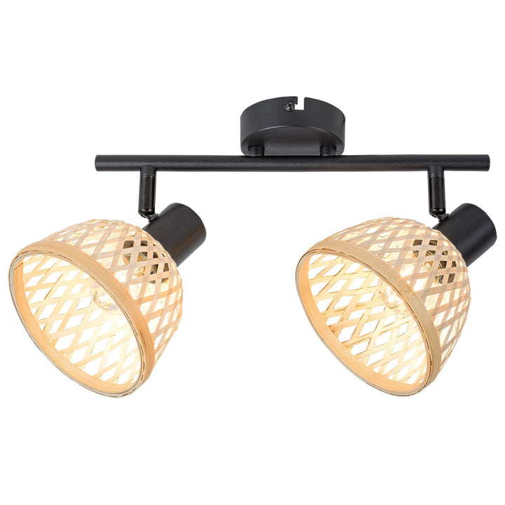 Ratan,ind.spot.E14 2xMAX15W,čierna - nástenná lampa