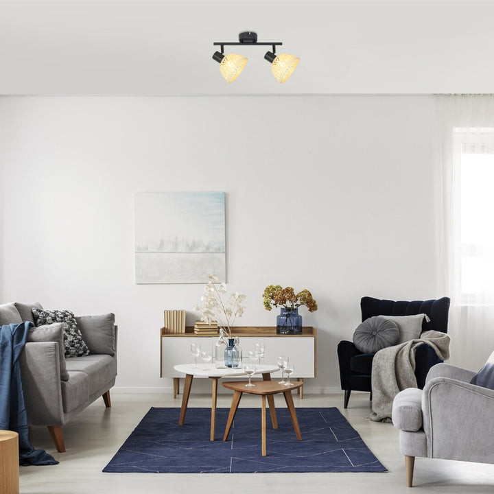 Ratan,ind.spot.E14 2xMAX15W,čierna - nástenná lampa
