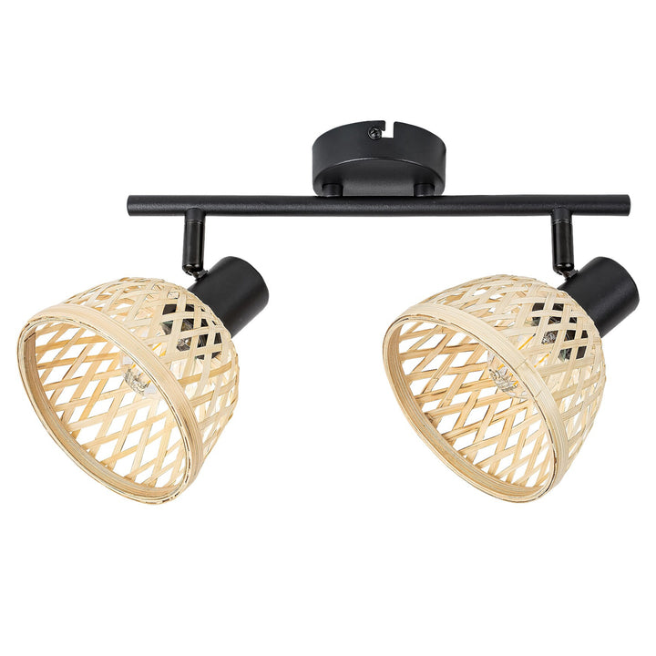 Ratan,ind.spot.E14 2xMAX15W,čierna - nástenná lampa