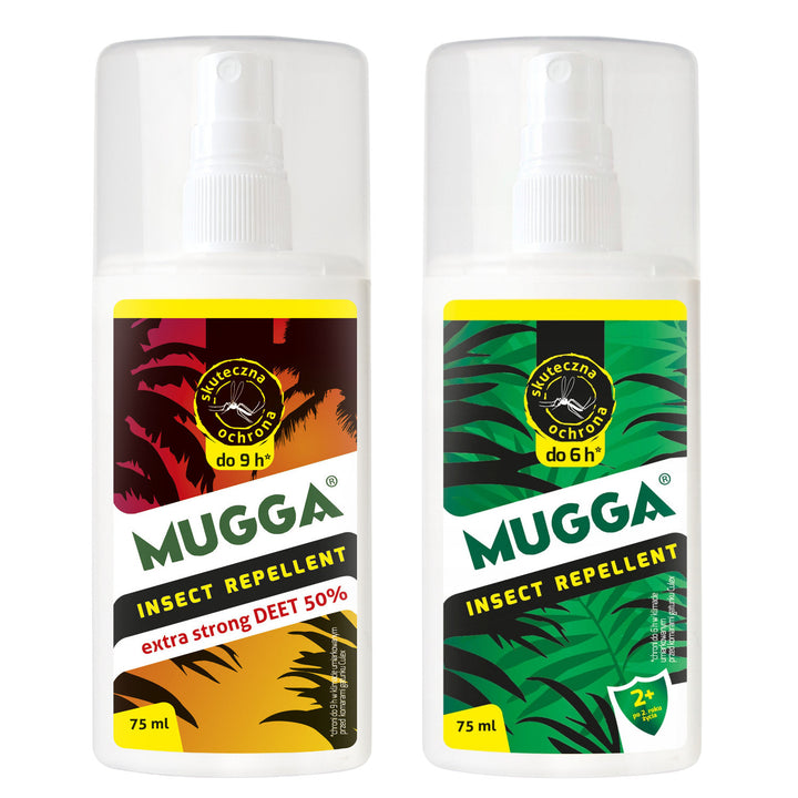 Sada 2X MUGGA 50% + 9,5% DEET Family repelent proti komárom