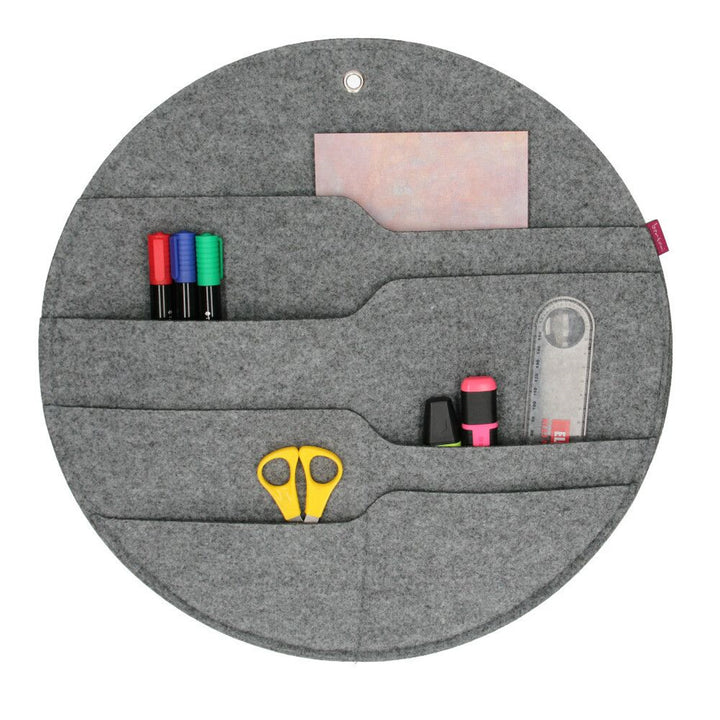 Bertoni plstený nástenný organizér Circle XL priemer 45 cm - sivý, 4 vrecká