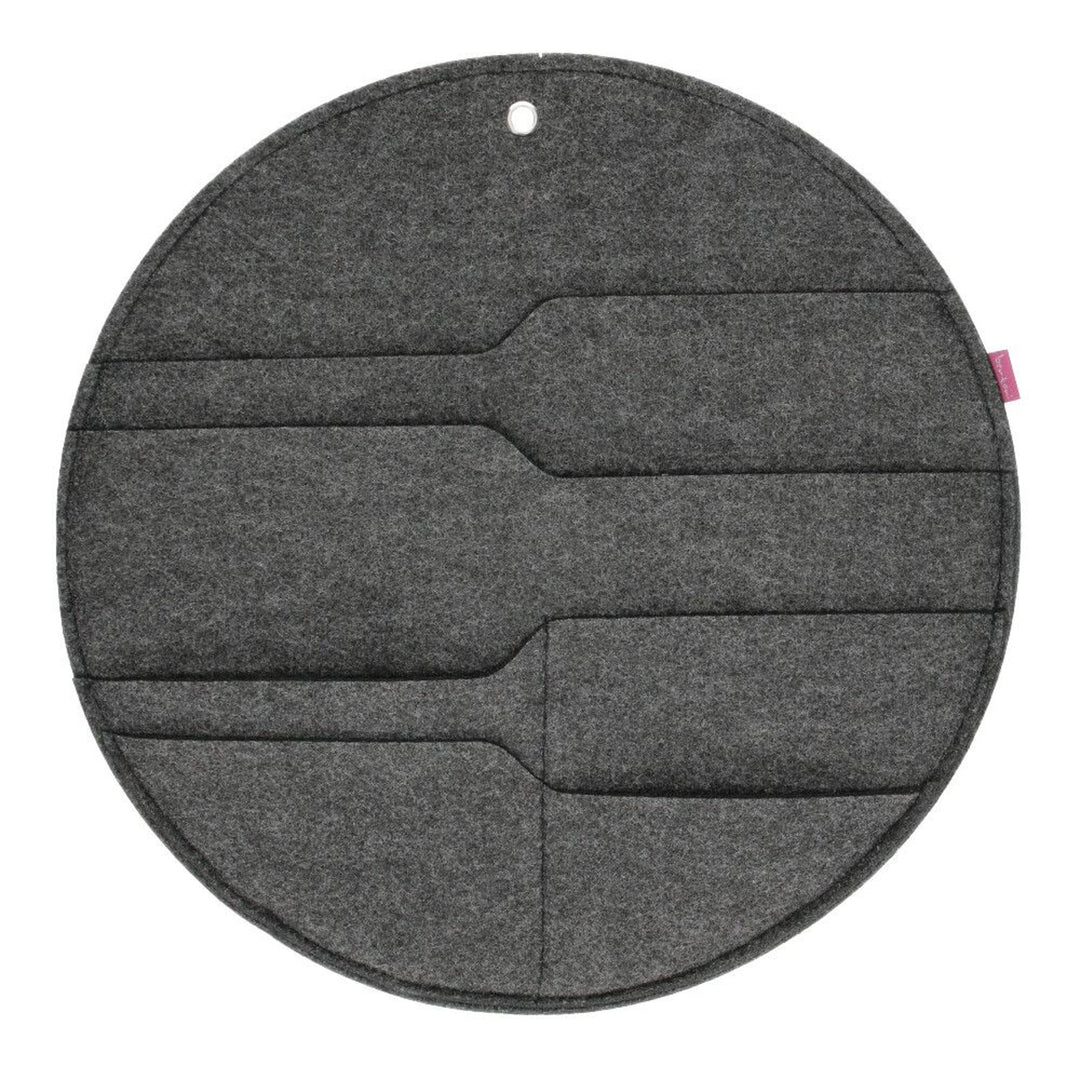 Filcový nástenný organizér Bertoni Circle XL priemer 45 cm - antracitový, 4 vrecká