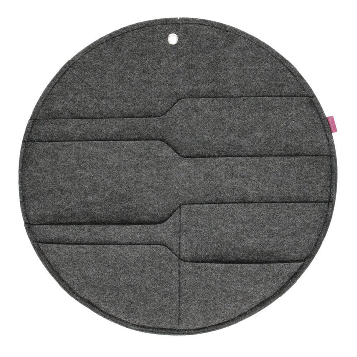 Filcový nástenný organizér Bertoni Circle XL priemer 45 cm - antracitový, 4 vrecká