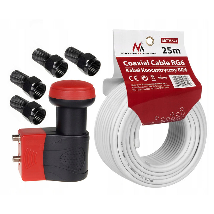 Konwenter satelitarny twin SAT Maclean 4K 8K + kábel HDMI