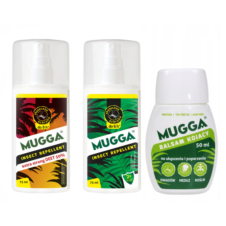 Sada 2x Mugga 50% + 9,5% Family Deet + Upokojujúci balzam 50ml