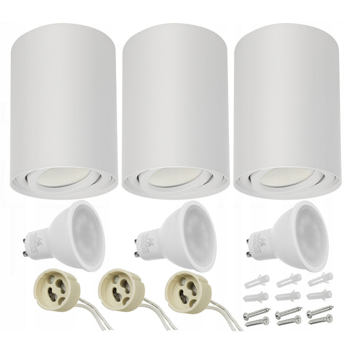3x Maclean Round Plafond White MCE422 + 3x LED žiarovka GU10 5W 4000K