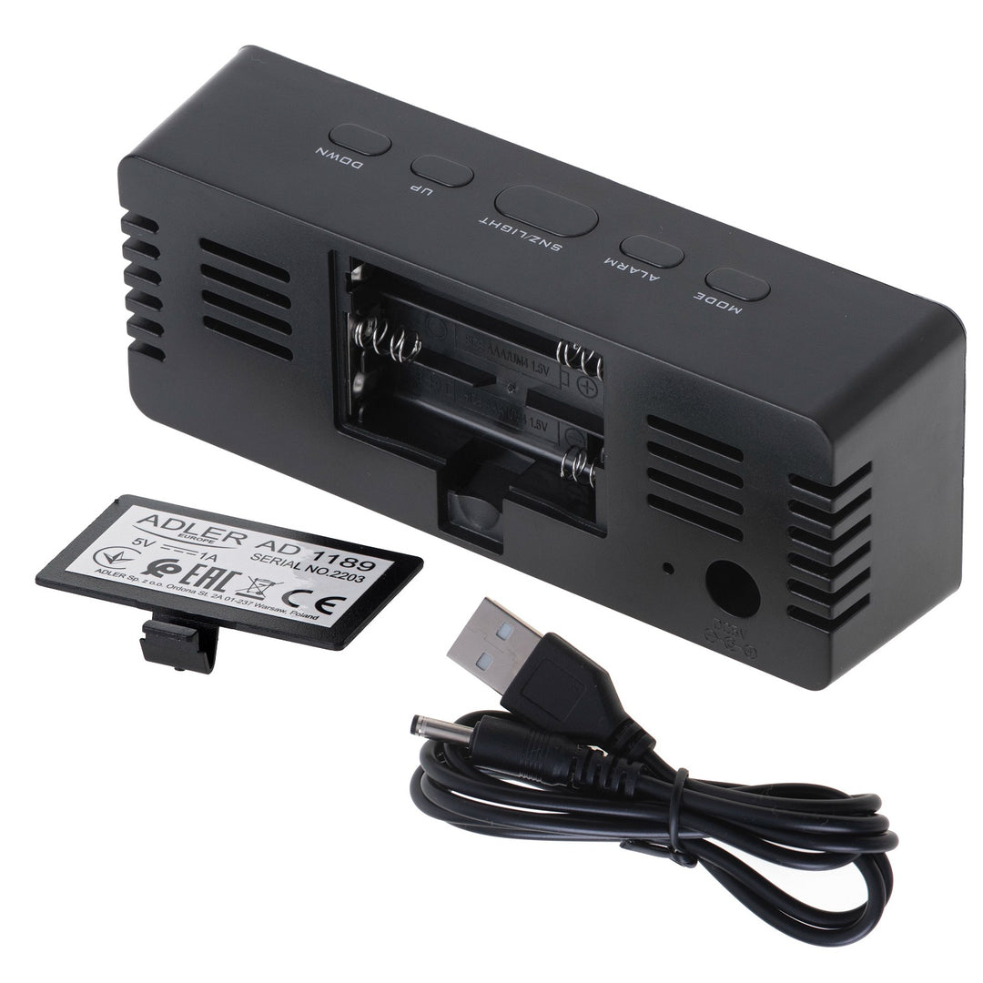 Budík Adler, LED displej, meranie teploty, čierny, AD 1189B