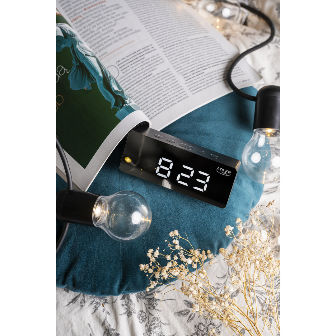 Budík Adler, LED displej, meranie teploty, čierny, AD 1189B