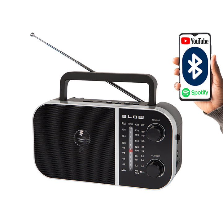 Prenosné analógové rádio AM/FM RA6 napájané z batérie a siete Blow