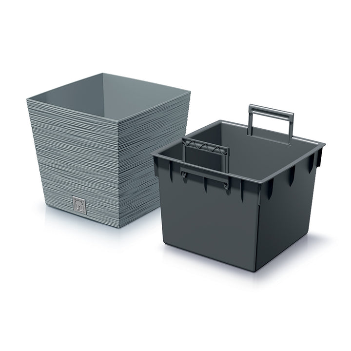 Prosperplast Furu Square Low Pot s vložkou DFS300-422U - betónová (sivá) farba
