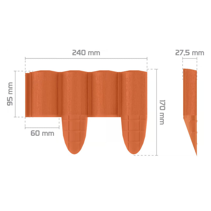 Záhradná palisáda Cellfast, drevená textúra, mrazuvzdorná, dĺžka 2,4 m, tehlová farba, 34-033