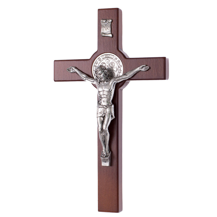 Drevený kríž svätého Benedikta zavesený s paškálom bronz 28x16x1,8cm