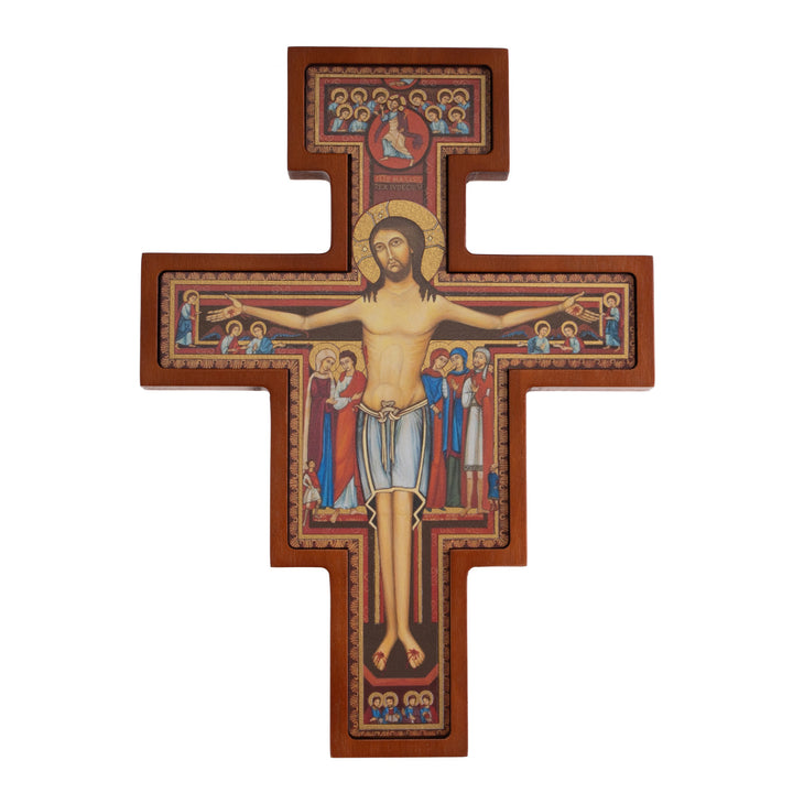Drevený kríž zo San Damiano - kríž svätého Františka hnedý 22x16x1,8cm