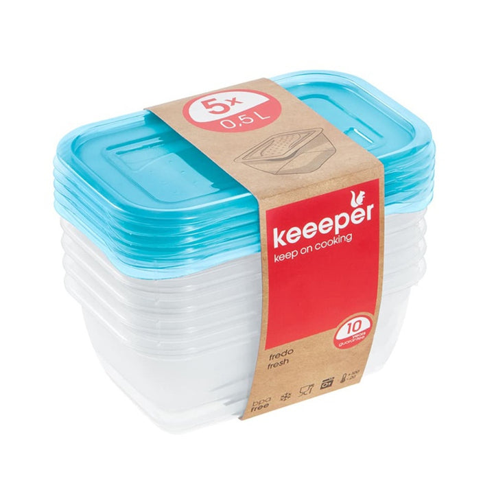Sada 5 x 0,5 l nádob na potraviny Keeeper Fredo Fresh