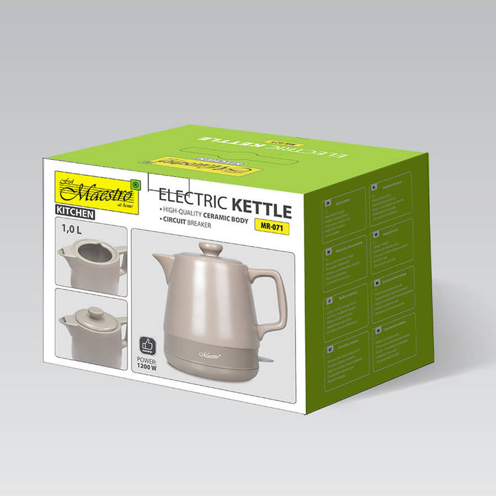 Keramická rýchlovarná kanvica 1l Maestro MR-071 béžová 1200W, zástrčka UK