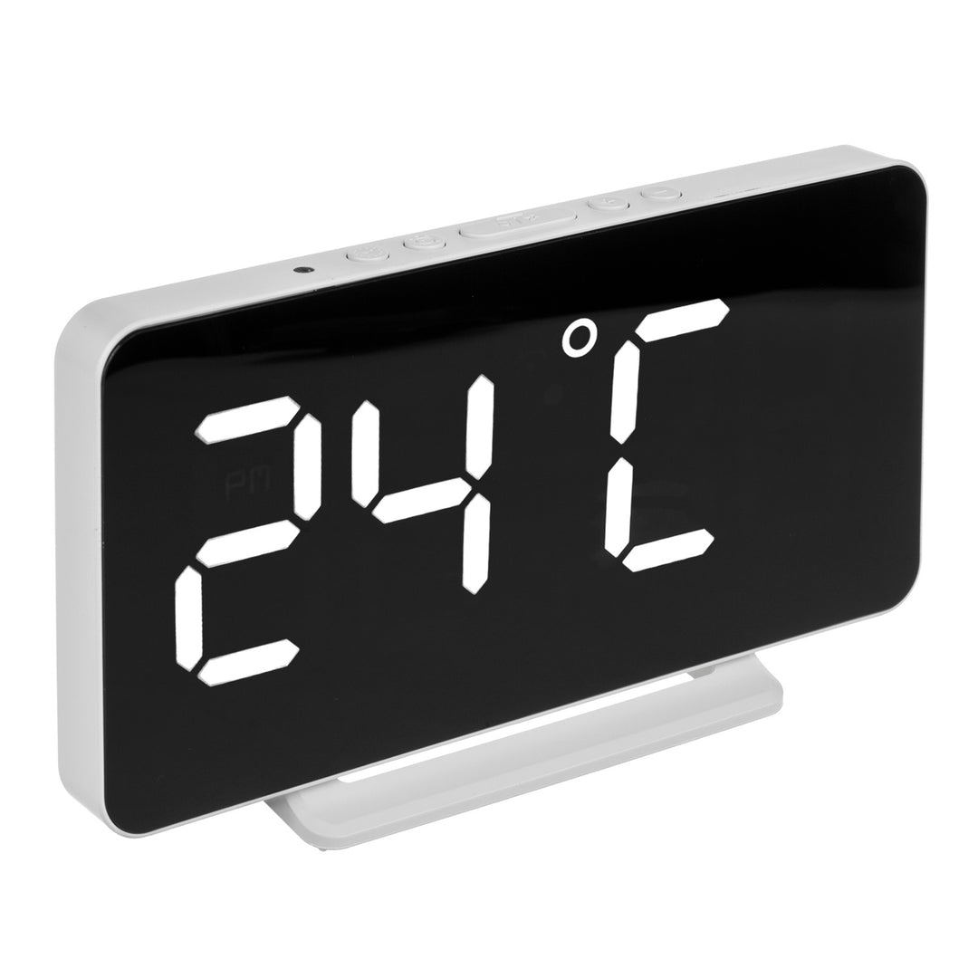 Hodiny s funkciou budíka a teplomera, zelenomodré, biele, GB383