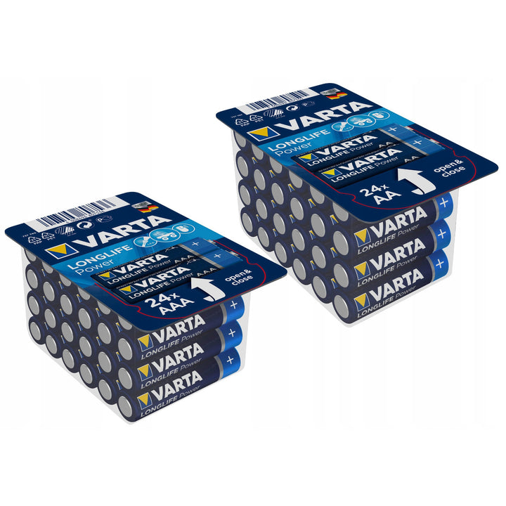 Sada alkalických batérií Varta Longlife Power, 24x R-03 LR3 AAA + 24x R-06 LR6 AA