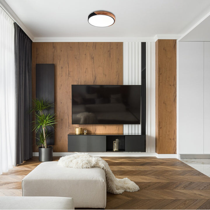 Rabalux Maple 3528 matná čierna 24W stropná lampa z kovu a dreva