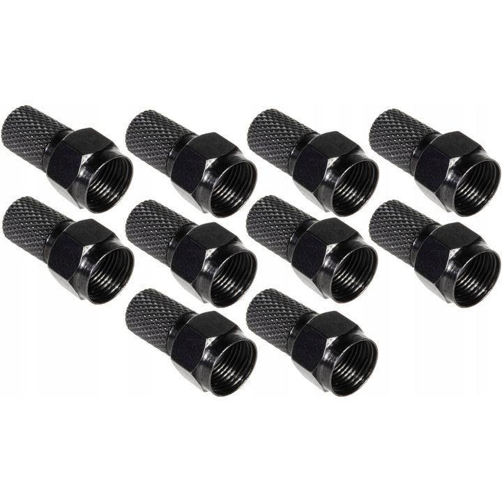 10x Maclean satelitný F-konektor, TV systém, RG5.9, RG6, 6,8 mm, nikel s tesnením, profesionálny, čierny, MCTV-903