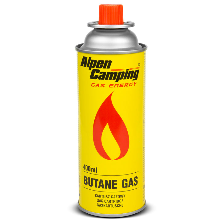Horák na kartuše Alpen Camping, teplota plameňa 1350 °C, piezoelektrické zapaľovanie, regulácia plameňa, VULCANO + 4 kartuše