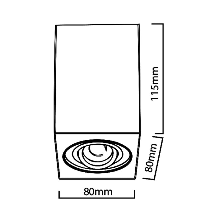 3x Maclean trubica / povrchové svietidlo, bodové, štvorcové, hliníkové, GU10, 80x80x115mm, čierne, MCE426 B + 3x LED žiarovka 5W