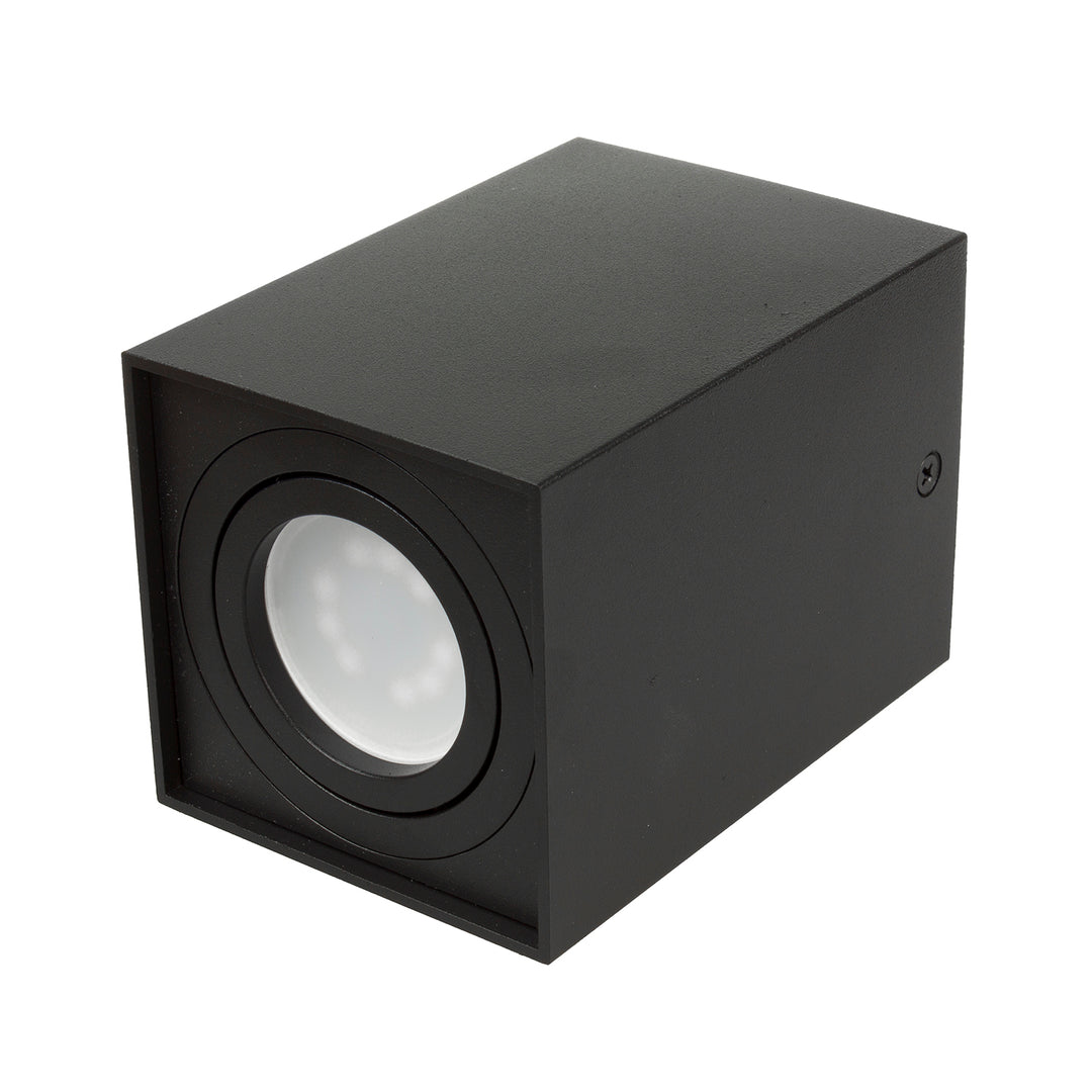 3x Maclean trubica / povrchové svietidlo, bodové, štvorcové, hliníkové, GU10, 80x80x115mm, čierne, MCE426 B + 3x LED žiarovka 5W