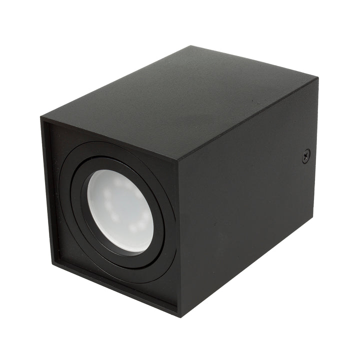 3x Maclean trubica / povrchové svietidlo, bodové, štvorcové, hliníkové, GU10, 80x80x115mm, čierne, MCE426 B + 3x LED žiarovka 5W
