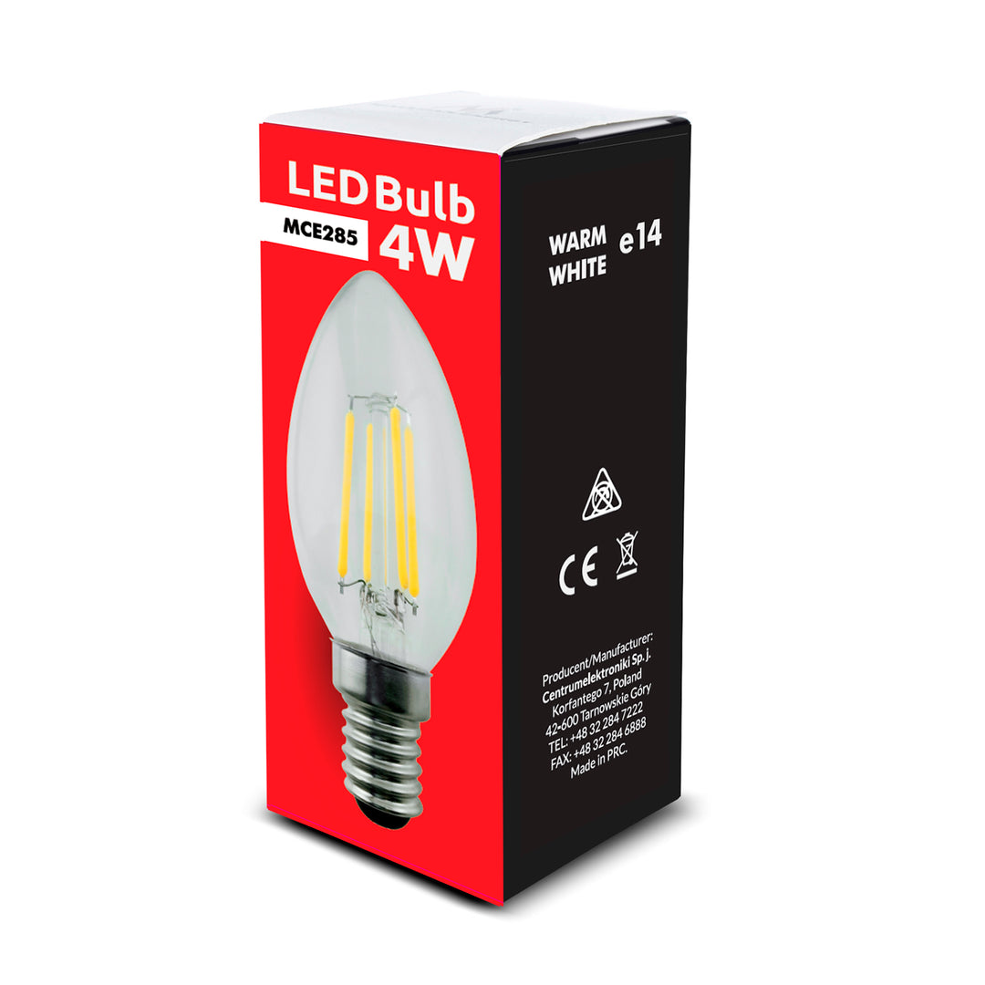 6x Maclean, žiarovka LED E14, 4W, 230V, teplá biela 3000K, 400lm, retro edisonová dekoratívna sviečka C35, MCE285