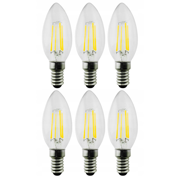 6x Maclean, žiarovka LED E14, 4W, 230V, teplá biela 3000K, 400lm, retro edisonová dekoratívna sviečka C35, MCE285