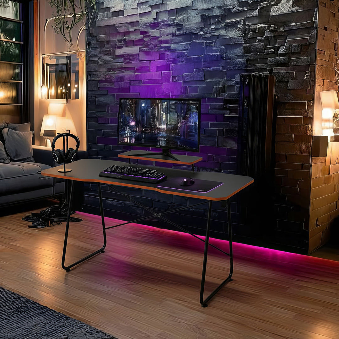 Herný stôl s policou na monitor NanoRS, max. 50 kg, výška 850 mm, čierny, RS170