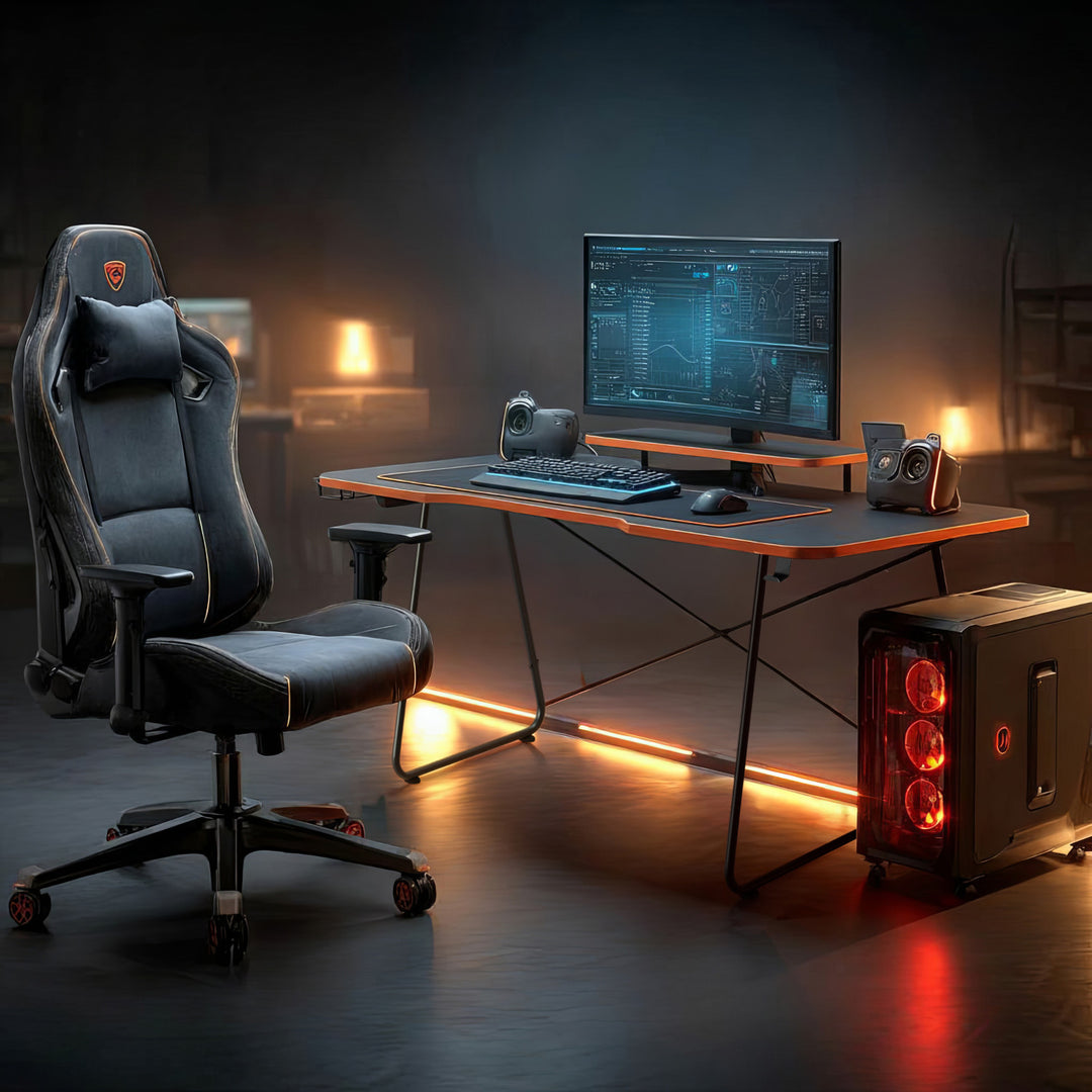 Herný stôl s policou na monitor NanoRS, max. 50 kg, výška 850 mm, čierny, RS170