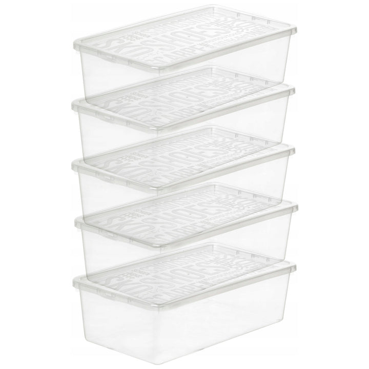 5x Dámska krabica na topánky, priehľadná, Plast Team Basic