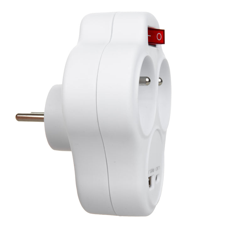 Zásuvka Maclean, rozdeľovač s 2 zásuvkami a USB A/C 2,4A, typ E, 2x16A, MCE336 E