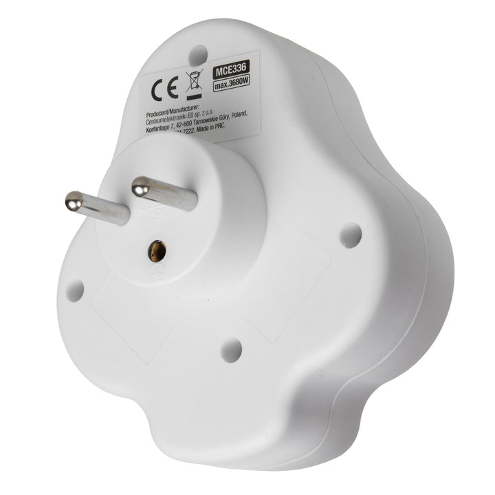 Zásuvka Maclean, rozdeľovač s 2 zásuvkami a USB A/C 2,4A, typ E, 2x16A, MCE336 E