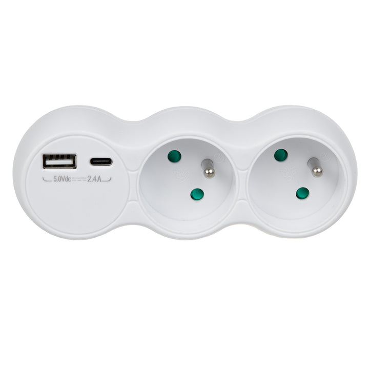 Zásuvka Maclean, 2-zásuvkový rozdeľovač, 2x USB A/C, typ E, 2x16A, MCE339 E