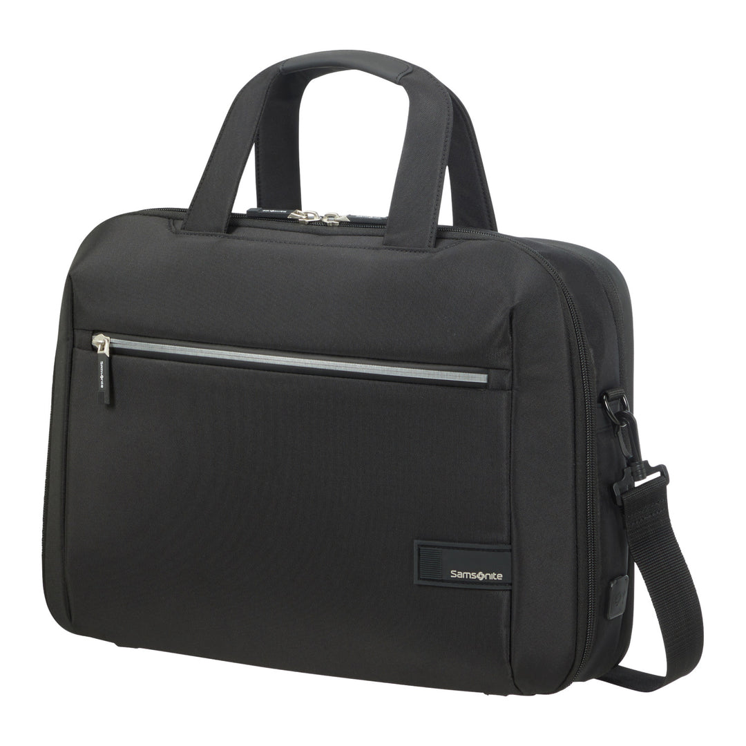 Samsonite Litepoint Bailhandle 15,6" taška na notebook čierna s portom USB a reflexným zipsom