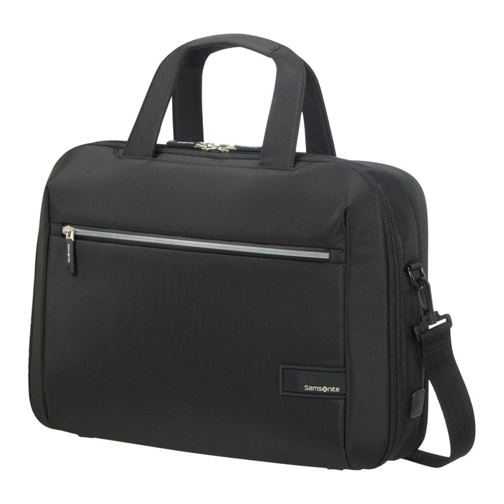 Samsonite Litepoint Bailhandle 15,6" taška na notebook čierna s portom USB a reflexným zipsom