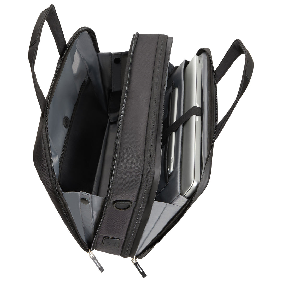 Samsonite Litepoint Bailhandle 15,6" taška na notebook čierna s portom USB a reflexným zipsom