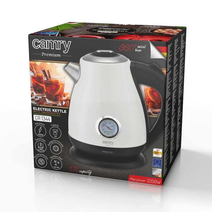 Rýchlovarná kanvica Camry, bezdrôtová, s teplomerom, 1,7 l, 2200 W, CR 1344