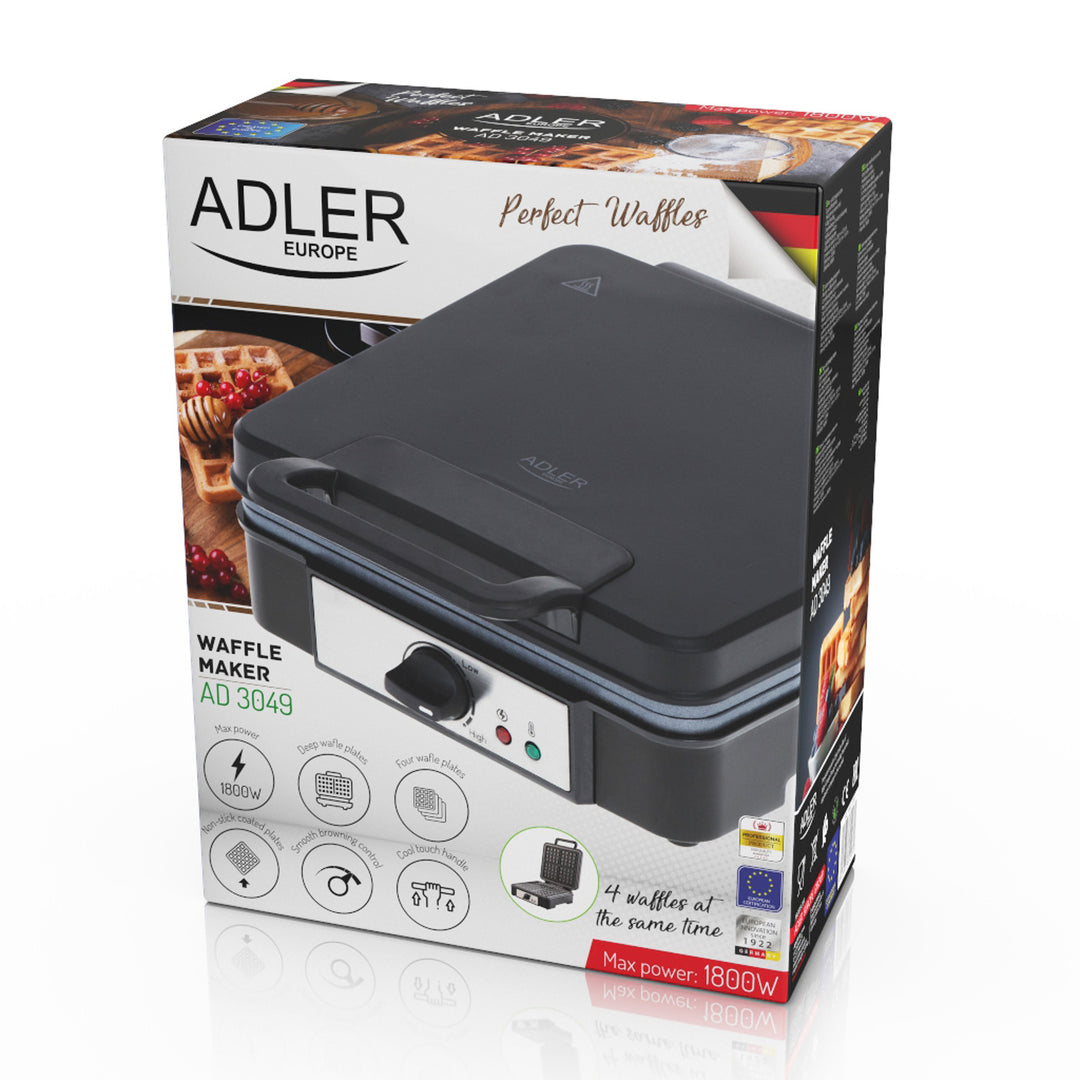 Vaflovač Adler, na 4 vafle, regulácia teploty, 1800 W, AD 3049