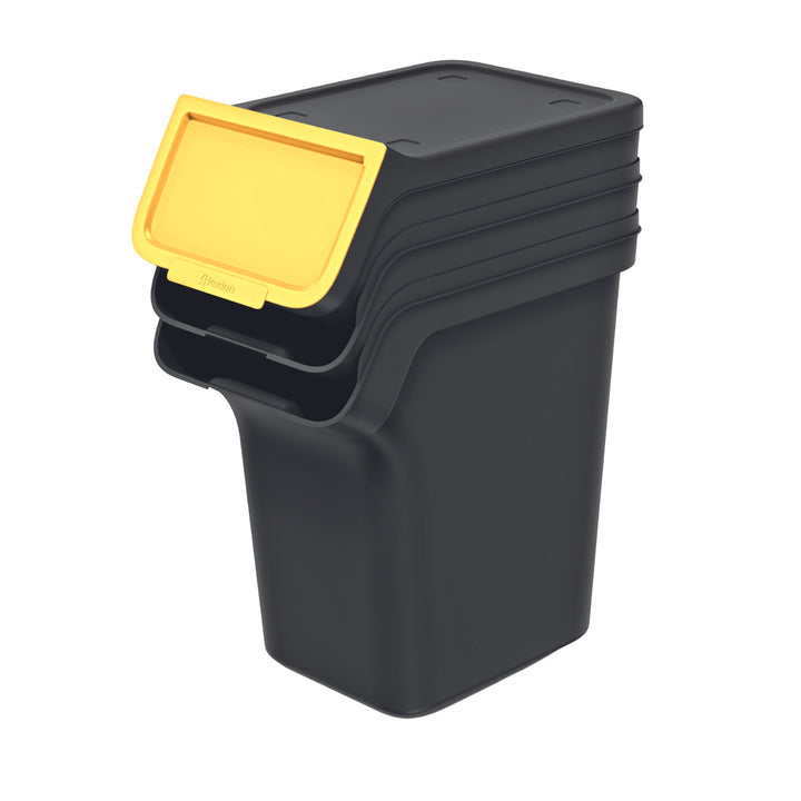 Sada odpadkových košov Keden, na recykláciu, 3x20 litrov, čierna, Stackbox