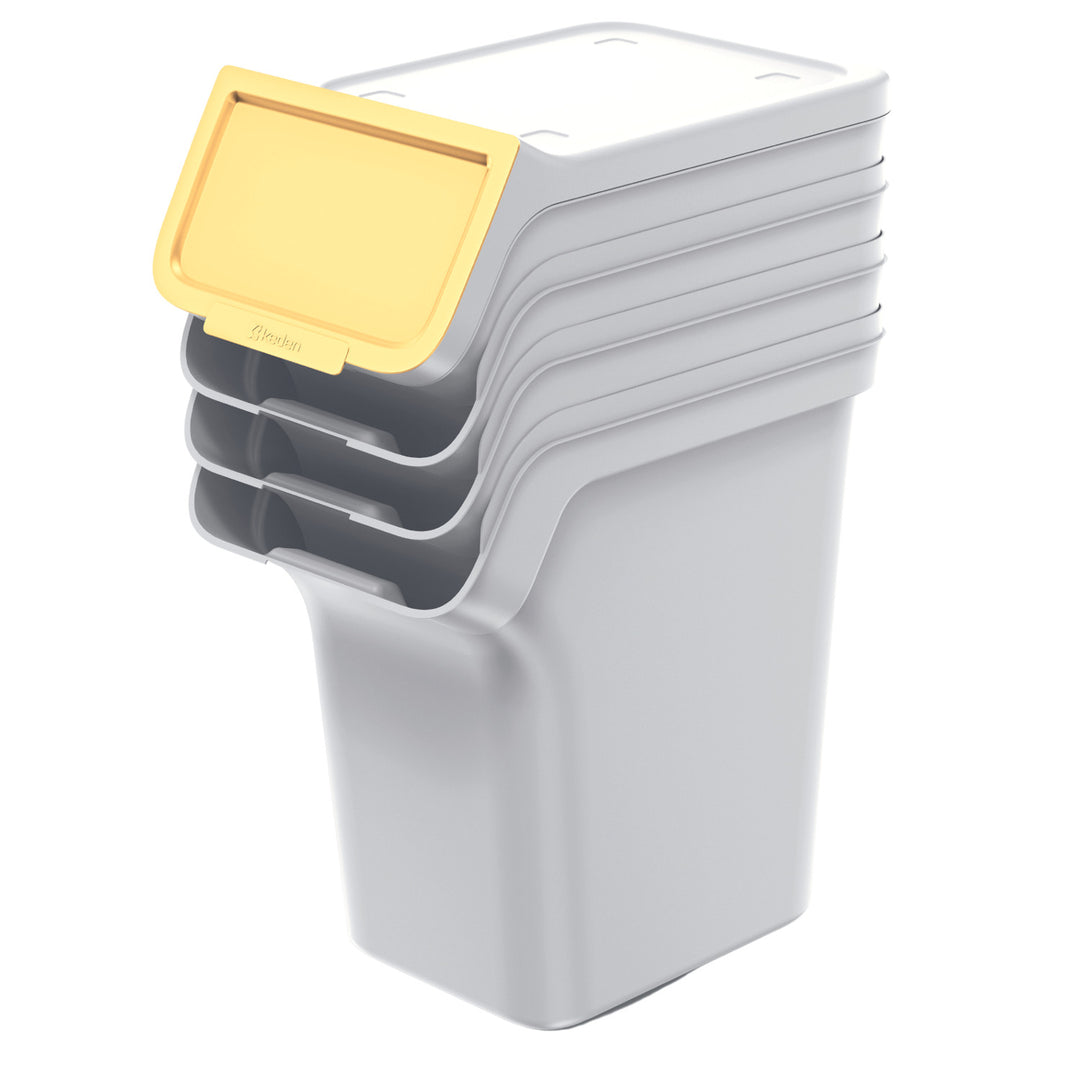Sada odpadkových košov Keden, na triedenie odpadu, 4x20 litrov, popol, Stackbox