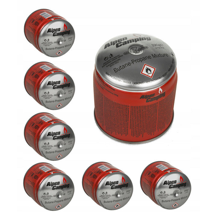 48x Alpen Camping 400ml plynová kartuša. Certifikát: Rozsah -10°c až + 40°c, systém GAS STOP IK006