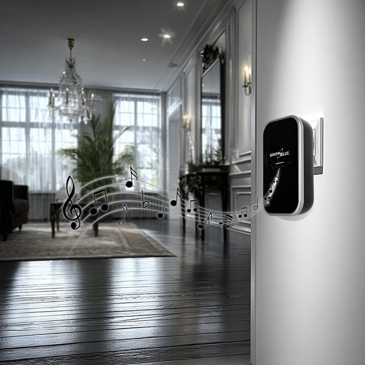 Kinetický bezdrôtový zvonček bez batérií, 38 melódií, čierny, dosah až 200 m, IP44, GreenBlue GB157 B