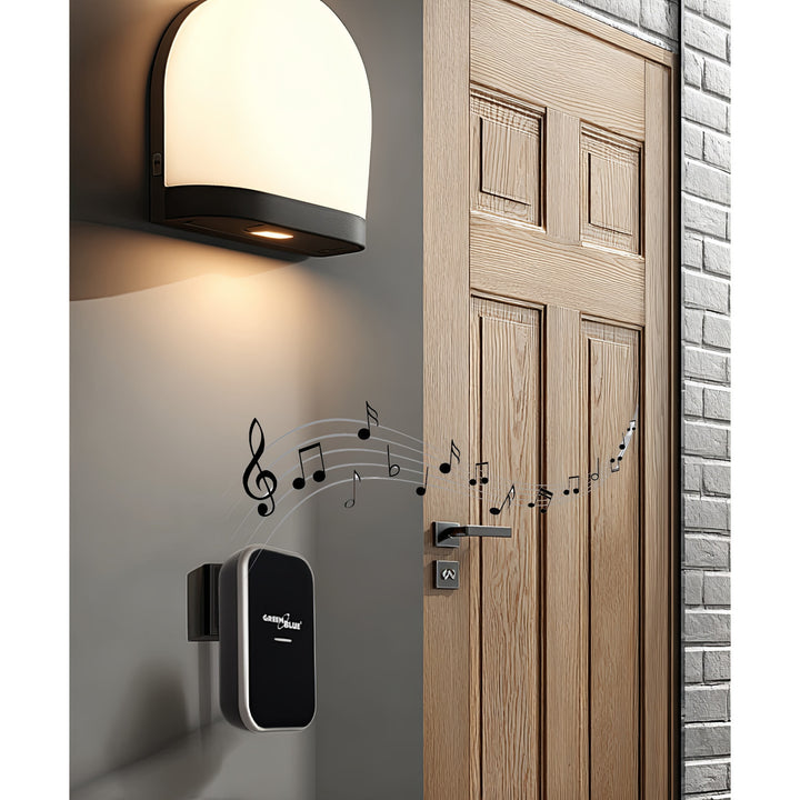 Kinetický bezdrôtový zvonček bez batérií, 38 melódií, čierny, dosah až 200 m, IP44, GreenBlue GB157 B