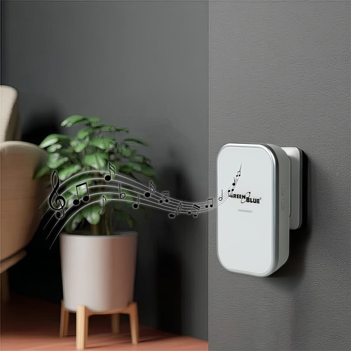 Kinetický bezdrôtový zvonček bez batérií, 38 melódií, biely, dosah až 200 m, IP44, GreenBlue GB157 W