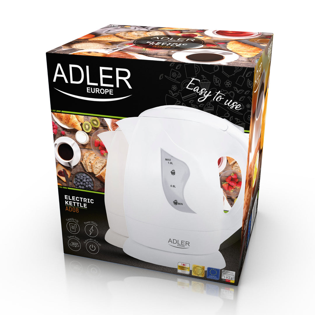 Akumulátorová kanvica Adler, 850W, 1L, biela, AD 08 w