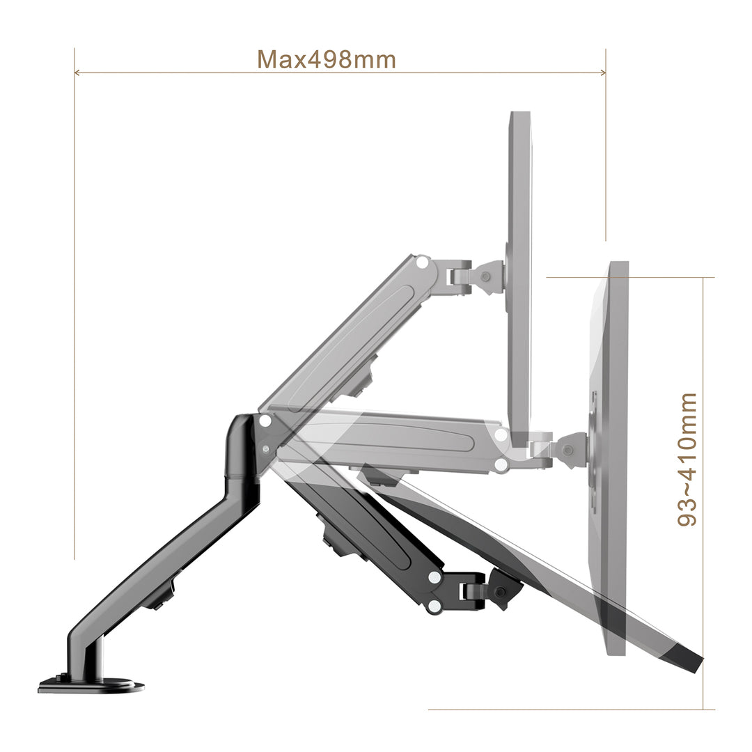 Držiak na monitor Maclean, plynová pružina, 13"-27", 8 kg, čierny, MC-860N