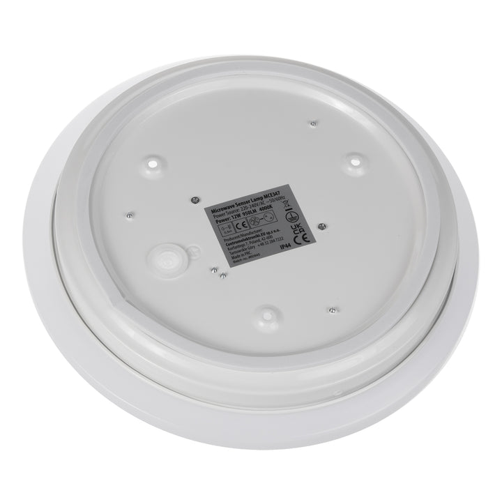 Stropná LED lampa so senzorom Maclean, mikrovlnný senzor 5,8 GHz, 4000K, 12 W, 950 lm, IP44, MCE347