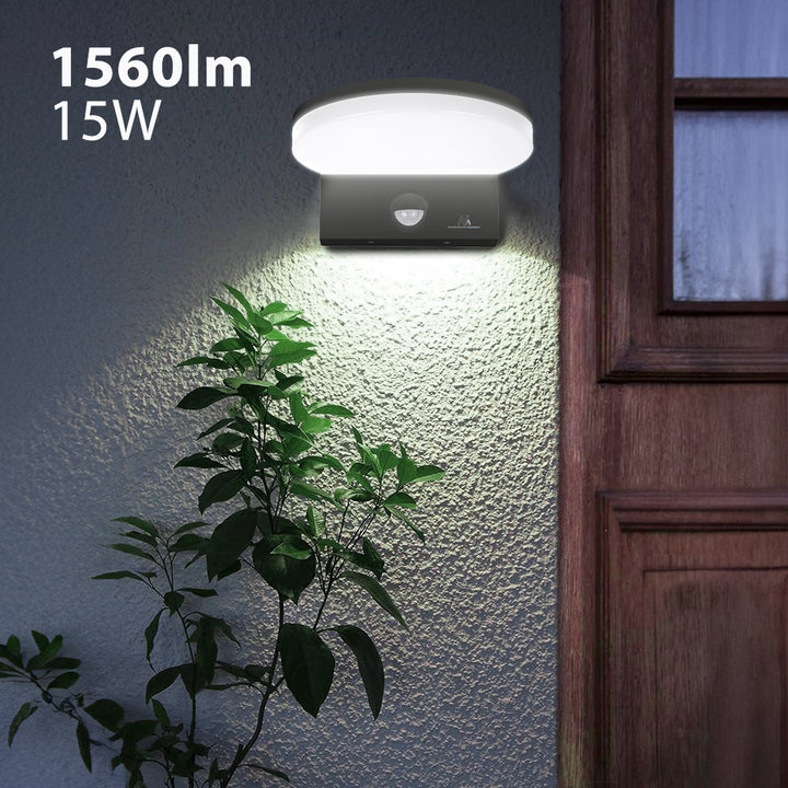 LED lampa Maclean so senzorom pohybu, PIR senzor pohybu, čierna, 15W, IP65, 1560lm, neutrálna biela (4000K) MCE344 B